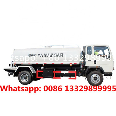 good price HOWO 4*2 RHD 5,000L cistern water tanker vehicle for sale, customized 5cbm stainless steel water tanker truck
