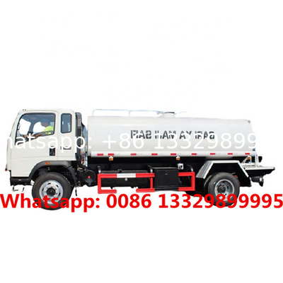 good price HOWO 4*2 RHD 5,000L cistern water tanker vehicle for sale, customized 5cbm stainless steel water tanker truck