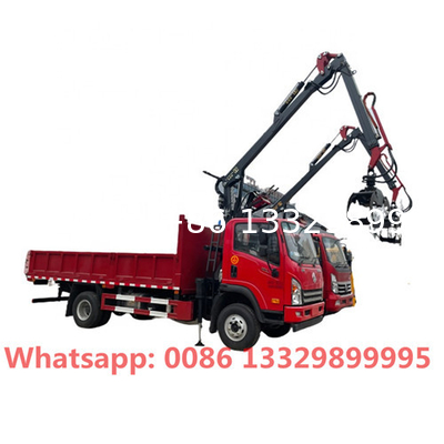 4x2 6T 7T 8T 10T Knuckle Boom Hydraulic Rolling wood Brick grabbing truck, mobile cargo truck with gripping apparatus