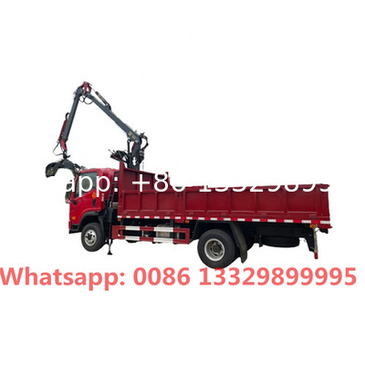 4x2 6T 7T 8T 10T Knuckle Boom Hydraulic Rolling wood Brick grabbing truck, mobile cargo truck with gripping apparatus