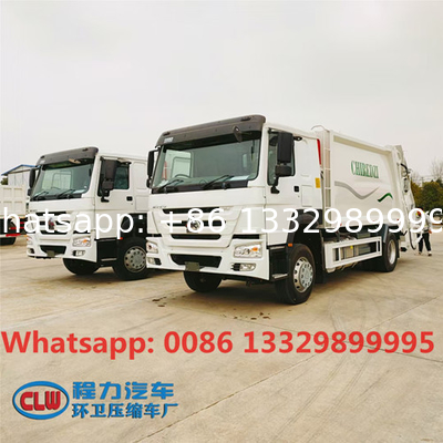 Customized HOWO 4*2 LHD 14cbm garbage compactor truck for sale, Good price 10T compacted garbage vehicle supplier