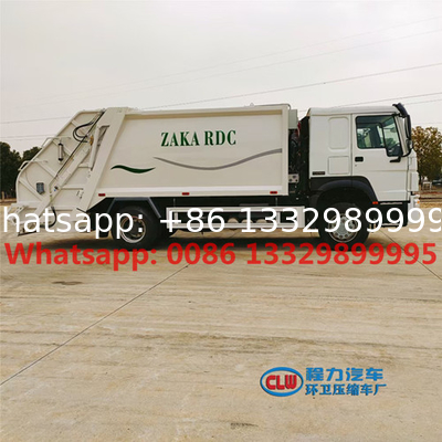 Customized HOWO 4*2 LHD 14cbm garbage compactor truck for sale, Good price 10T compacted garbage vehicle supplier