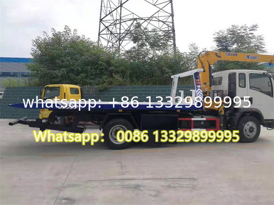 Factory sale lower price HOWO 4T recovery towing truck with crane boom, wrecker towing truck with telescopic crane