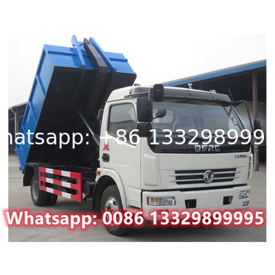 Factory sale dongfeng 4*2 6CBM skid loader garbage container vehicle for sale, lower price dump garbage truck for sale