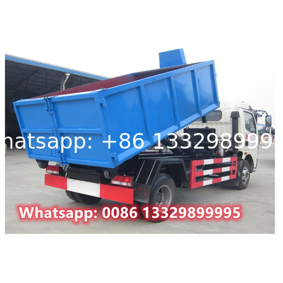 Factory sale dongfeng 4*2 6CBM skid loader garbage container vehicle for sale, lower price dump garbage truck for sale