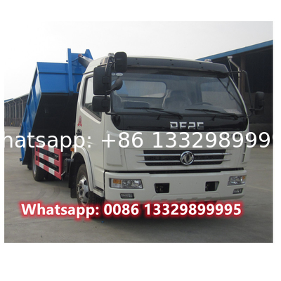 Factory sale dongfeng 4*2 6CBM skid loader garbage container vehicle for sale, lower price dump garbage truck for sale