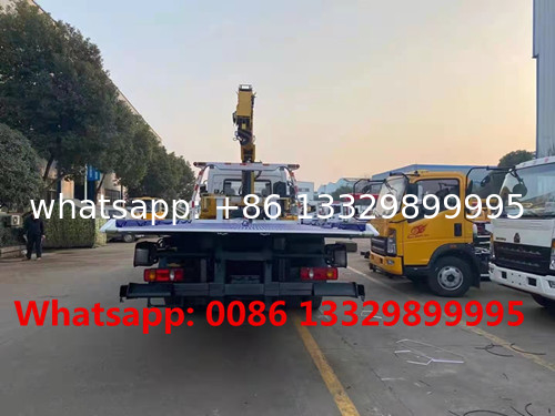 Dongfeng tianjin 4*2 LHD 8T flatbed wrecker towing truck with telescopic crane boom, Good price breakdown recovery truck