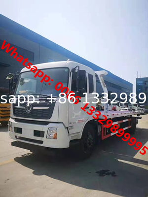 dongfeng brand TIANJIN 4*2 LHD 8tons flatbed wrecker towing truck for sale, Lower price dongfeng breakdown recovery car