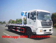 dongfeng brand TIANJIN 4*2 LHD 8tons flatbed wrecker towing truck for sale, Lower price dongfeng breakdown recovery car