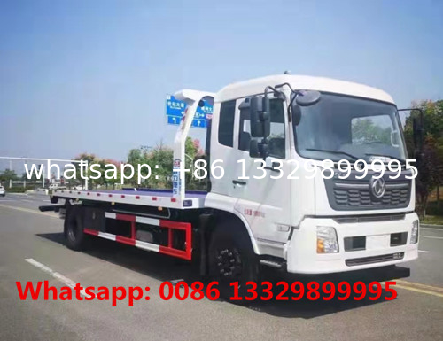 dongfeng brand TIANJIN 4*2 LHD 8tons flatbed wrecker towing truck for sale, Lower price dongfeng breakdown recovery car