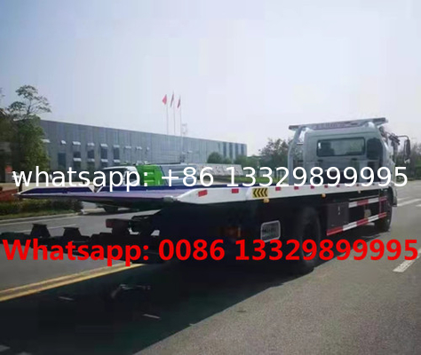 dongfeng brand TIANJIN 4*2 LHD 8tons flatbed wrecker towing truck for sale, Lower price dongfeng breakdown recovery car