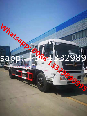 dongfeng brand TIANJIN 4*2 LHD 8tons flatbed wrecker towing truck for sale, Lower price dongfeng breakdown recovery car