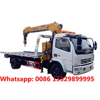 Customized Dongfeng 4T road wrecker towing truck flatbed type with crane boom for TOGO, street towing recovery vehicle