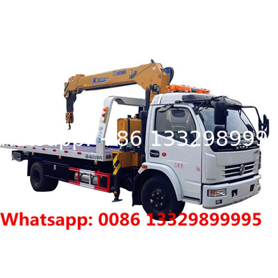 Customized Dongfeng 4T road wrecker towing truck flatbed type with crane boom for TOGO, street towing recovery vehicle