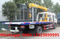 Customized Dongfeng 4T road wrecker towing truck flatbed type with crane boom for TOGO, street towing recovery vehicle