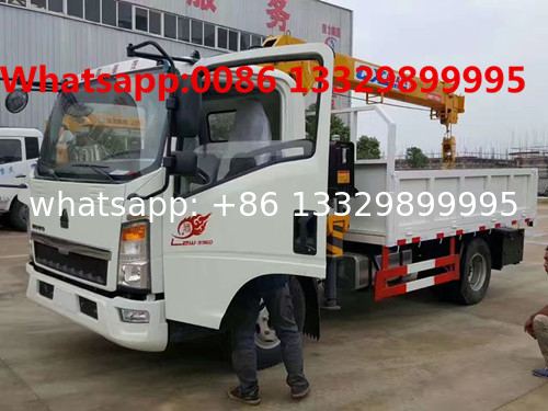 HOT SALE!sinotruck howo 3.2T straight arm truck crane 3.2Ton HOWO smaller telescopic crane boom on cargo truck for sale