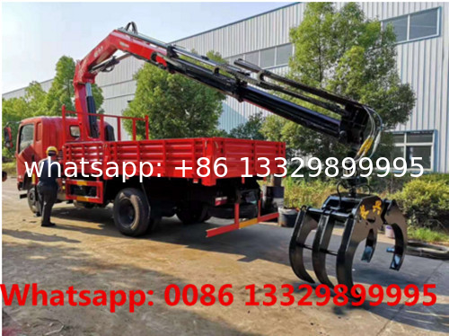 Dongfeng brand 4*2 Multifunctional round wood grab dump truck-mounted crane hot sale,  4T cargo truck with crane