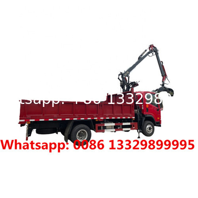 Dongfeng brand 4*2 Multifunctional round wood grab dump truck-mounted crane hot sale,  4T cargo truck with crane