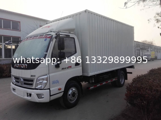 Customized FOTON AUMARK 4*2 LHD Light duty 108hp diesel cargo van truck for sale, Good price corrugated board lorry van