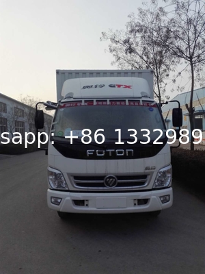 Customized FOTON AUMARK 4*2 LHD Light duty 108hp diesel cargo van truck for sale, Good price corrugated board lorry van