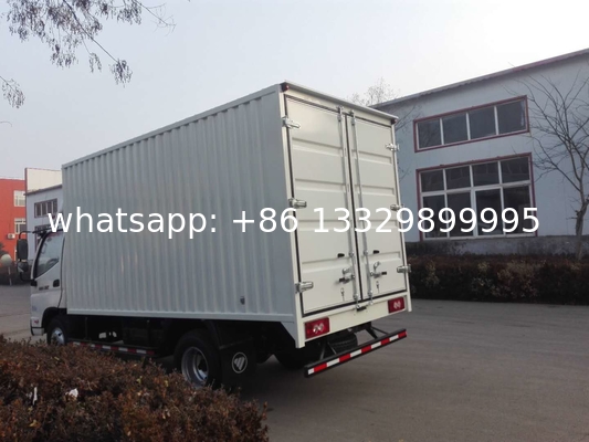 Customized FOTON AUMARK 4*2 LHD Light duty 108hp diesel cargo van truck for sale, Good price corrugated board lorry van