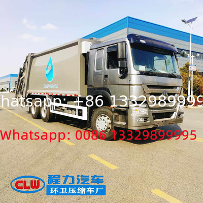 Customized SINO TRUK HOWO 6*4 LHD 371hp 23cbm garbage compactor truck for South America, rear refuse garbage truck