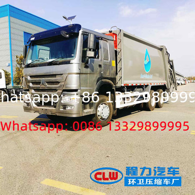 Customized SINO TRUK HOWO 6*4 LHD 371hp 23cbm garbage compactor truck for South America, rear refuse garbage truck