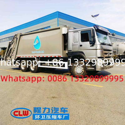 Customized SINO TRUK HOWO 6*4 LHD 371hp 23cbm garbage compactor truck for South America, rear refuse garbage truck