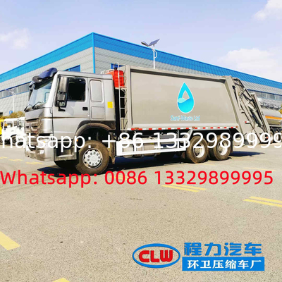 Customized SINO TRUK HOWO 6*4 LHD 371hp 23cbm garbage compactor truck for South America, rear refuse garbage truck