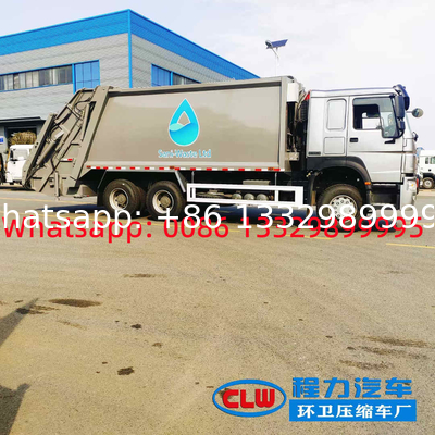 Customized SINO TRUK HOWO 6*4 LHD 371hp 23cbm garbage compactor truck for South America, rear refuse garbage truck