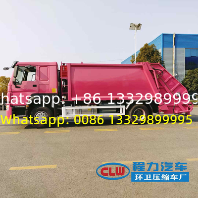 Lower price heavy duty HOWO 14CBM rear compacted garbage truck for West Africa, HOWO 10T refuse wastes collecting truck