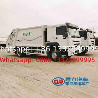 Customized HOWO RHD 14cbm garbage compactor truck for East Africa, Good price heavy duty rear loader wastes truck