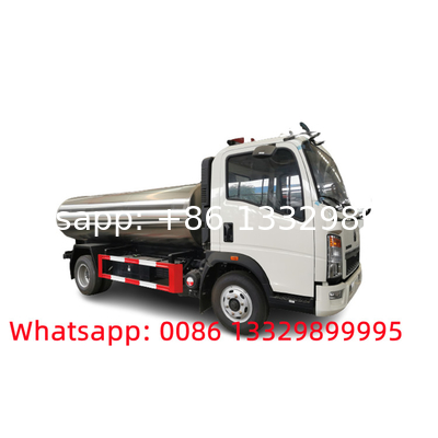 Customized HOWO stainless steel fresh milk storage tanker for sale, Lower price liquid food transported tanker truck for