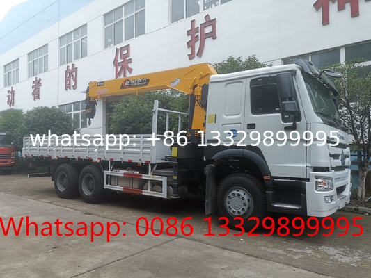 HOT SALE!SINO TRUK HOWO 6*4 LHD 12T  telescopic cargo truck with crane, lower price big horsepower truck mounted crane