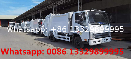 good price FAW brand 4*2 LHD diesel 5cbm 4T compacted garbage vehicle for sale, refuse garbage compactor vehicle