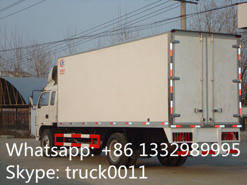 Yuejin 5tons refrigerator truck, Yuejin brand stainless steel cold room truck for sea food and seafish for sale