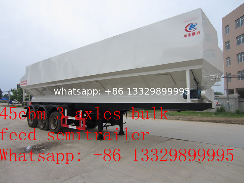 high quality 45cbm feed transportation trailer for sale, CLW brand 20tons farm-oriented electronic system feed trailer