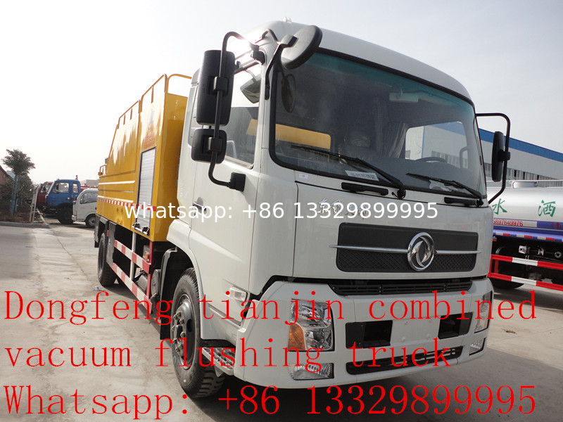 factory price Dongfeng tianjin combined vacuum flushing truck for sale, vacuum truck