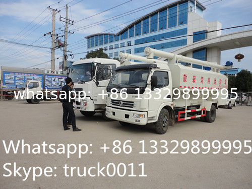 Euro 3 dongfeng 120hp 4ton-5ton poultry feed delivery truck for sale, best price hydraulic 12m3 feed truck for sale