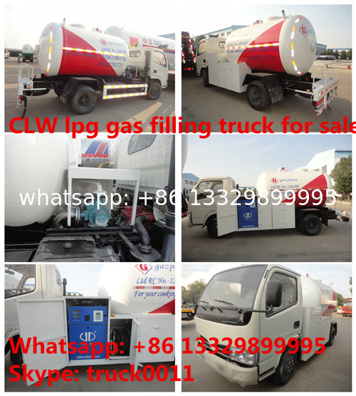 CLW brand 5m3 mini lpg tank trucks with refilling system, 2tons mini CLW cooking gas dispensing truck for gas cylinders