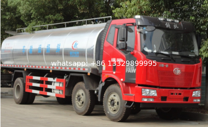 China famous FAW 6*2 18000L LHD CLW brand milk tank truck for sale, Factory sale best price stainless liquid food truck