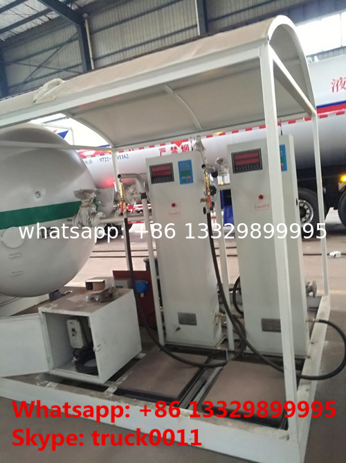 8MT mobile skid mounted lpg gas filling plant with two electronic scales and filling nozzles, skid propane gas plant