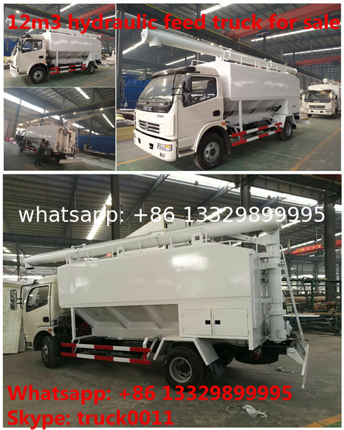 dongfeng 12m3 livestock and farm-oriented feed transported truck for sale, wholesale best price bulk feed truck