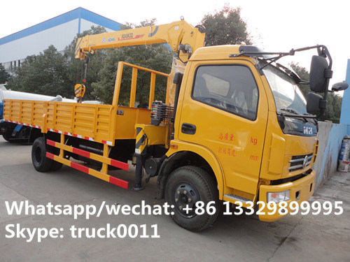 Dongfeng duolika 4*2 LHD 4 ton   xcmg small truck crane for sale, best price 4tons 120hp truck mounted crane