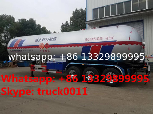 factory bottom price China new biggest 61,900Liters lpg gas tank semitrailer, triples BPW/FUWA 26tons lpg gas trailer