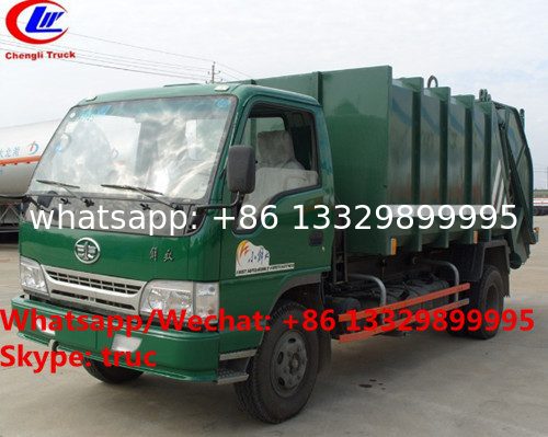 Factory sale good price FAW brand 4*2 LHD 5m3 garbage compactor truck, HOT SALE! lower price wastes collecting vehicle