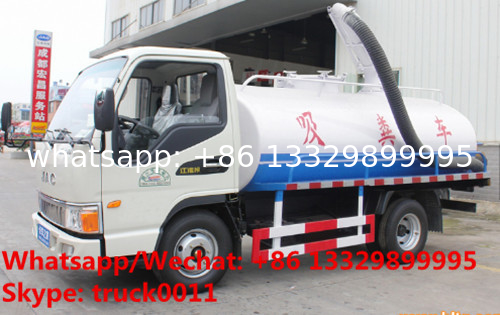 Factory customized JAC brand 4*2 LHD 4m3 fecal suction truck for sale, HOT SALE! China cesspoolage tank truck