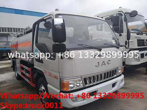 high quality JAC brand new 5500L oil tanker fuel transport truck for sale, Bottom price JAC diesel tank delivery truck