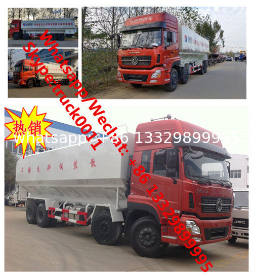Factory customized dongfeng 8*4 LHD Euro 3 315hp diesel 40m3 poultry feed transported vehicle for sale, bulk feed truck