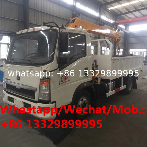 best seller SINO TRUK HOWO 4*2 LHD 95hp Euro 5 2T telescopic boom mounted on truck for sale,customized truck with crane